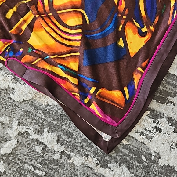 Tamsen silk/modal blend printed quarter button down belted dress - Picture 5 of 11